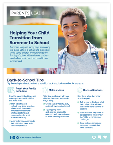 Helping Your Child Transition from Summer to School
